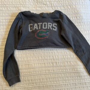 Girls Gray Cropped Gators Hoodie